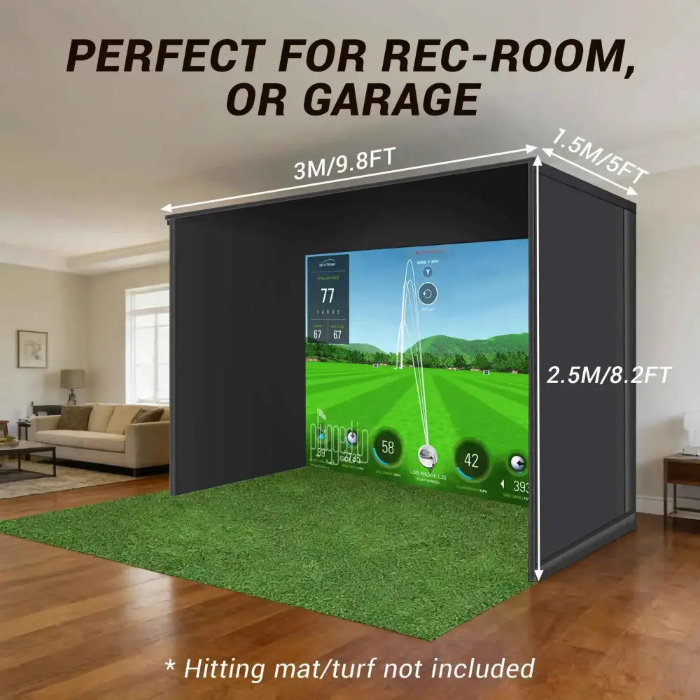 Indoor Golf Simulators Enclosure 10 X 8FT with HD Impact Screen & Durable Aluminum Frame,30 Minutes Quick Setup Golf Simulators Equipment for Home, Backyard & Garage